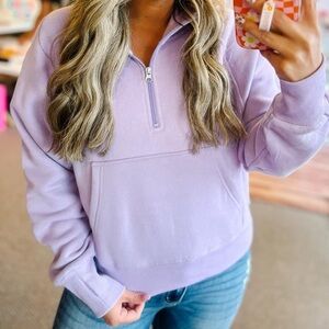 Quarter Zip Lavender Scuba Hoodie NWT